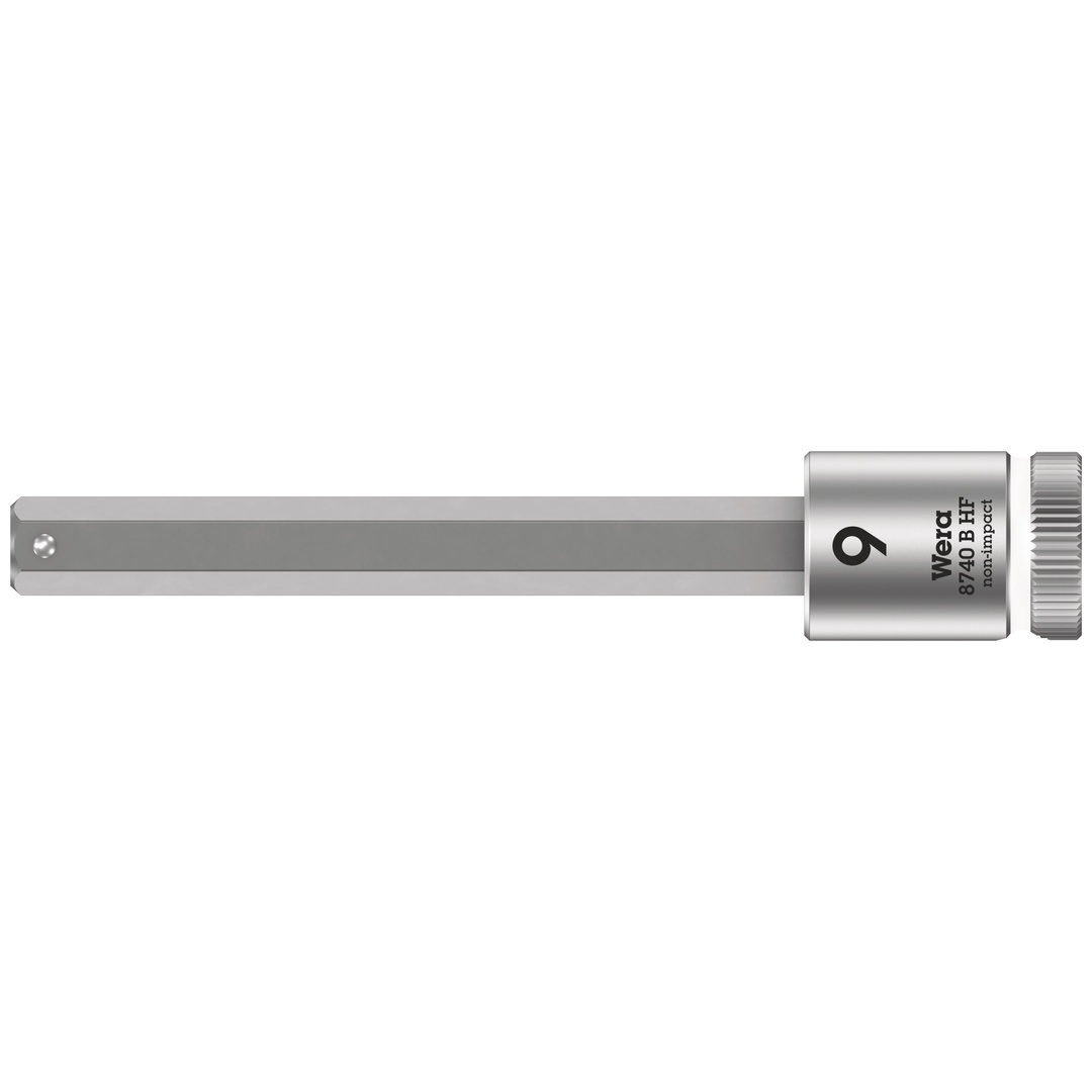 Wera 8740 B HF Zyklop Bitnuss mit 3/8-Antrieb, mit Haltefunktion für Innensechskantschrauben, 9 x 100 mm
