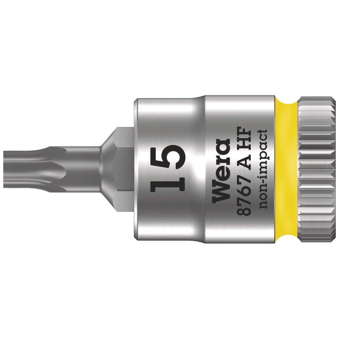 Wera 8767 A HF TX Zyklop Bitnuss mit 1/4-Antrieb, mit Haltefunktion, TX 15 x 28 mm