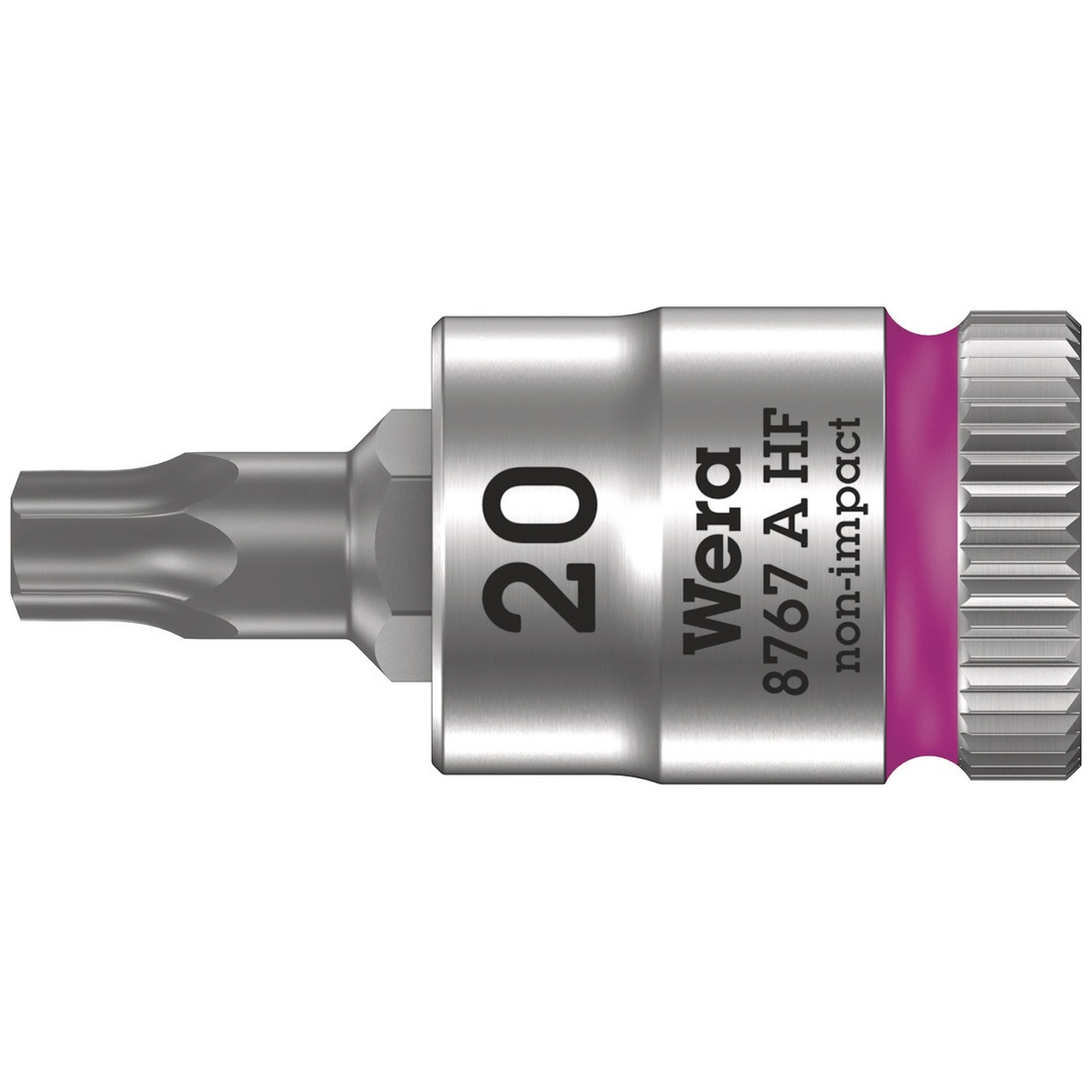 Wera 8767 A HF TX Zyklop Bitnuss mit 1/4-Antrieb, mit Haltefunktion, TX 20 x 28 mm