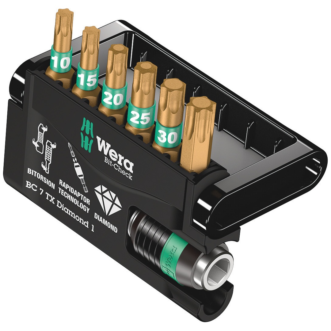 Jeu De 6 Embouts Torx Bitorsion Diamond + 1 Porte-Embouts Rapidator Wera 05057415001