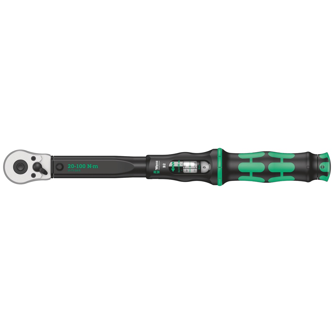 Wera Click-Torque B 2 Drehmomentschlüssel mit Umschaltknarre, 20-100 Nm, 3/8 x 20-100 Nm