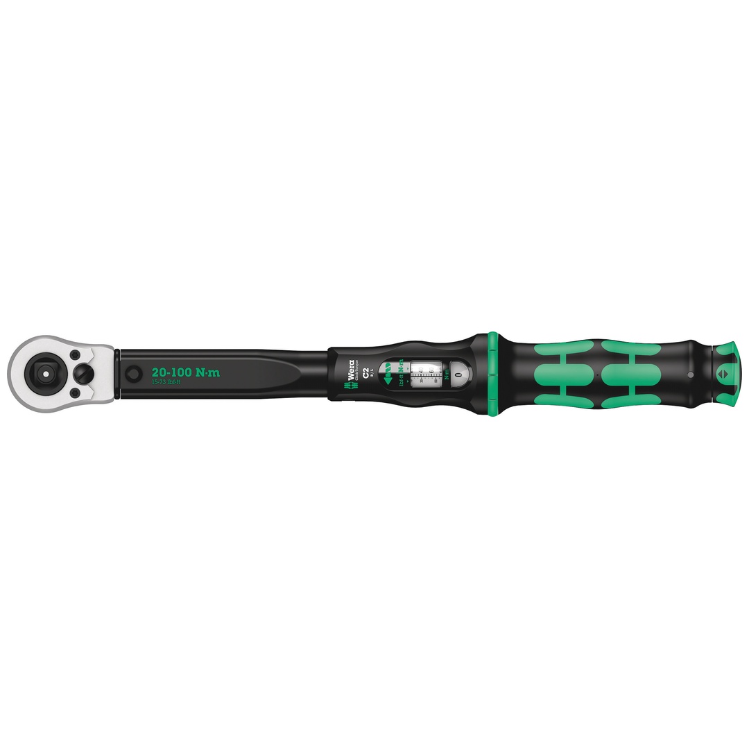 Wera Click-Torque C 2 Push R/L einstellbarer Drehmomentschlüssel für Rechts- und Linksanzug, 20-100 Nm, 1/2 x 20-100 Nm p2304824
