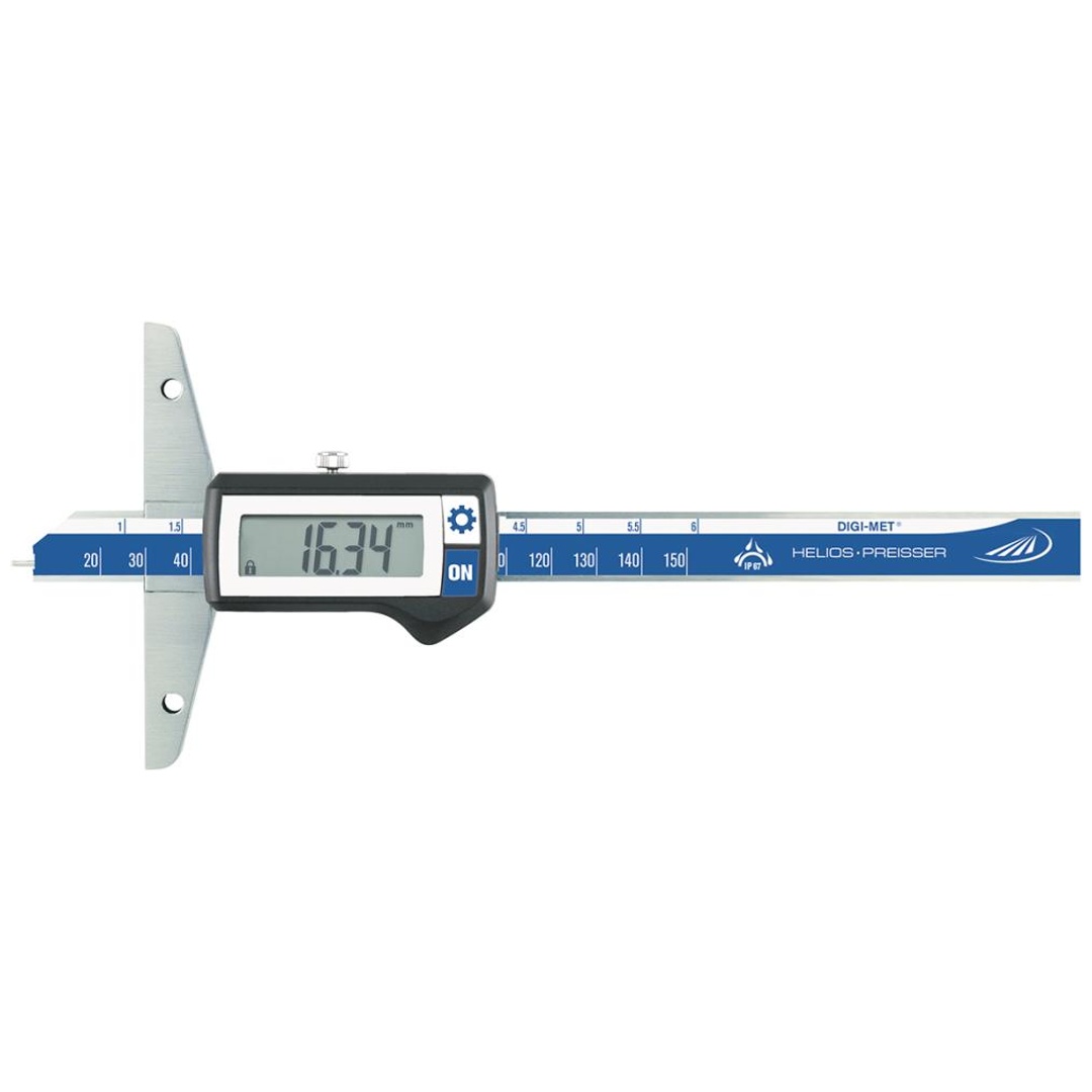 HELIOS PREISSER Digi. Tiefenmessschieber 300 mm Bückenlänge 150 mm IP67 INOX 0,01 mm p6143602