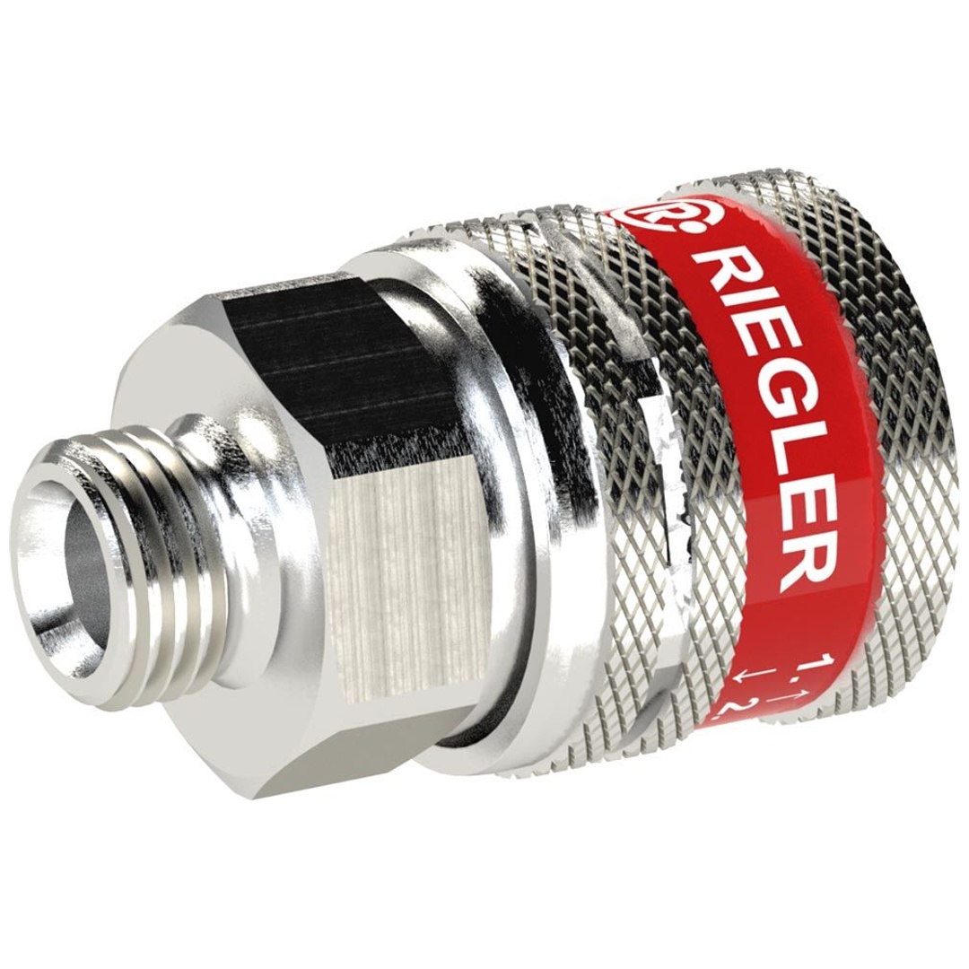 Riegler Sicherheitskupplung NW 7,8, Typ SEK, Messing vern., G 1/2 AG