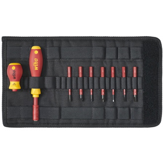 Wiha Schraubendreher und Bit Set slimVario Schlitz, Phillips, Pozidriv 10-tlg. inkl. Falttasche