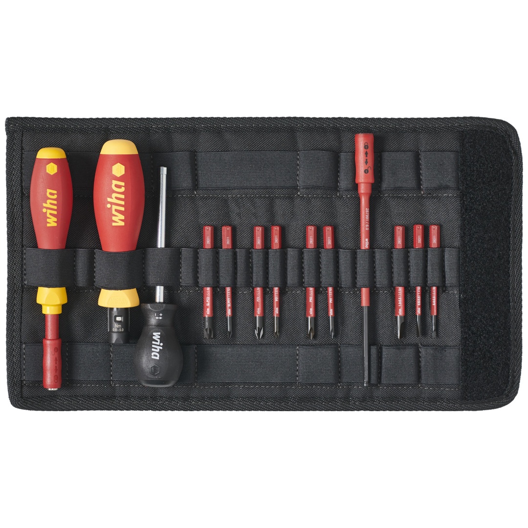 Wiha Drehmoment-Schraubendreher Set TorqueVario-S electric 0,8-5,0 Nm gemischt 14-tlg. variabel einstellbare Drehmomentbegrenzung inkl. Falttasche