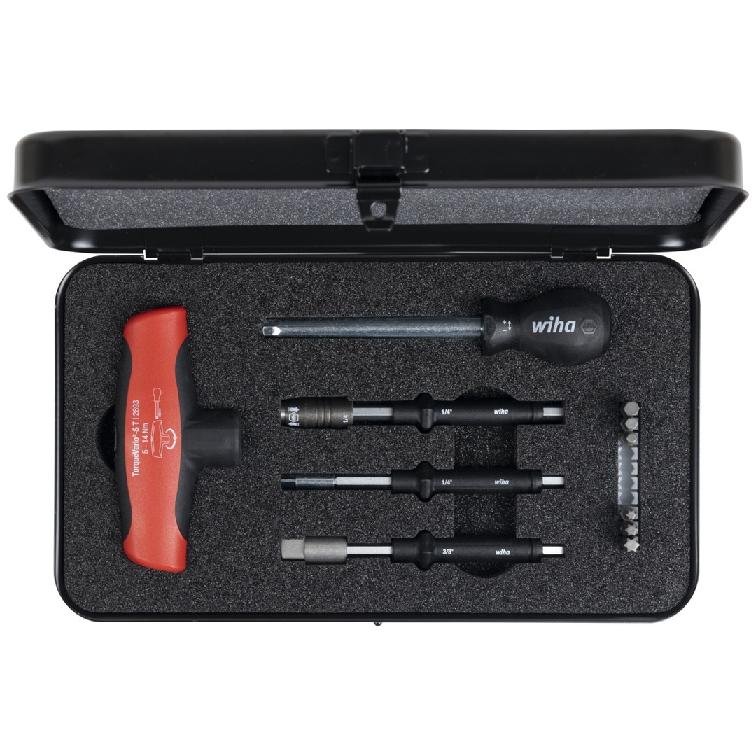 Wiha Drehmoment-Schraubendreher mit Quergriff Set TorqueVario-S 5-14 Nm gemischt 12-tlg. variabel einstellbare Drehmomentbegrenzung inkl. Box