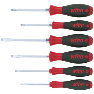 Wiha Schraubendreher Set SoftFinish Schlitz, Phillips 6-tlg. mit Sechskantansatz