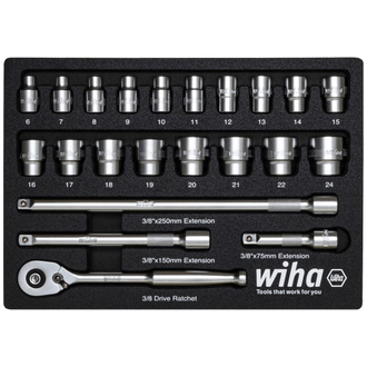 Wiha Ratschenschlüssel Set 3/8" 22-tlg. in Schaumeinlage
