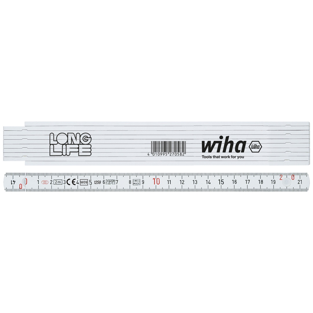 Wiha Gliedermaßstab Longlife 2 m metrisch, 10 Glieder 15 mm, Art.Nr. 27057