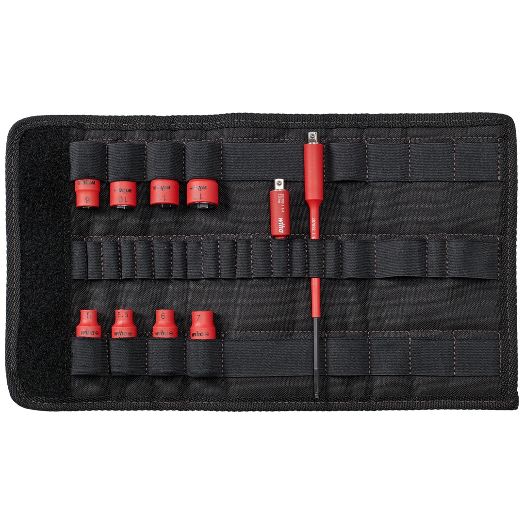 Wiha Steckschlüsseleinsatz 1/4 Set TorqueVario-S electric gemischt 11-tlg. inkl. Adaptern und Falttasche