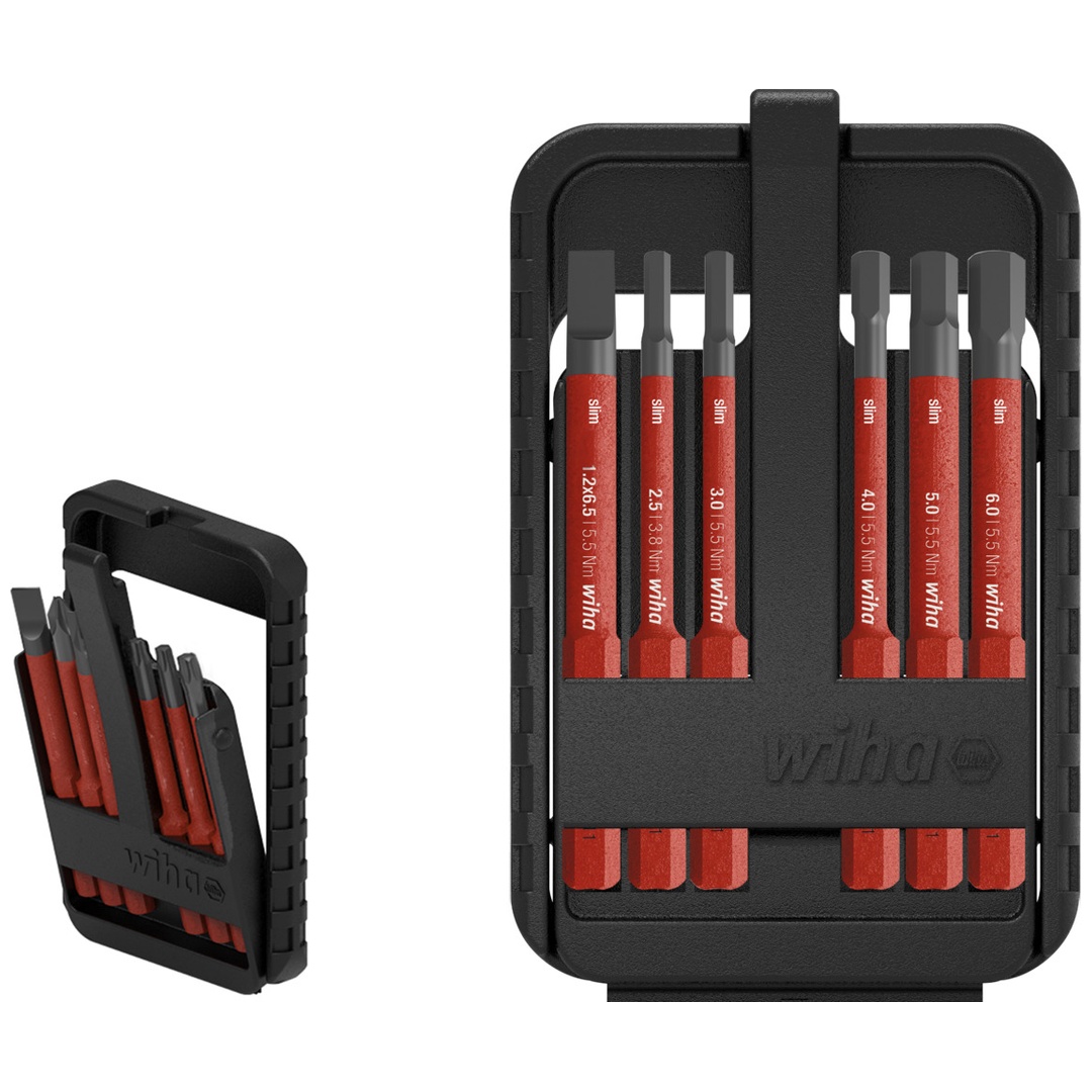Wiha Bit Set slimBit electric Schlitz, Sechskant 6-tlg.