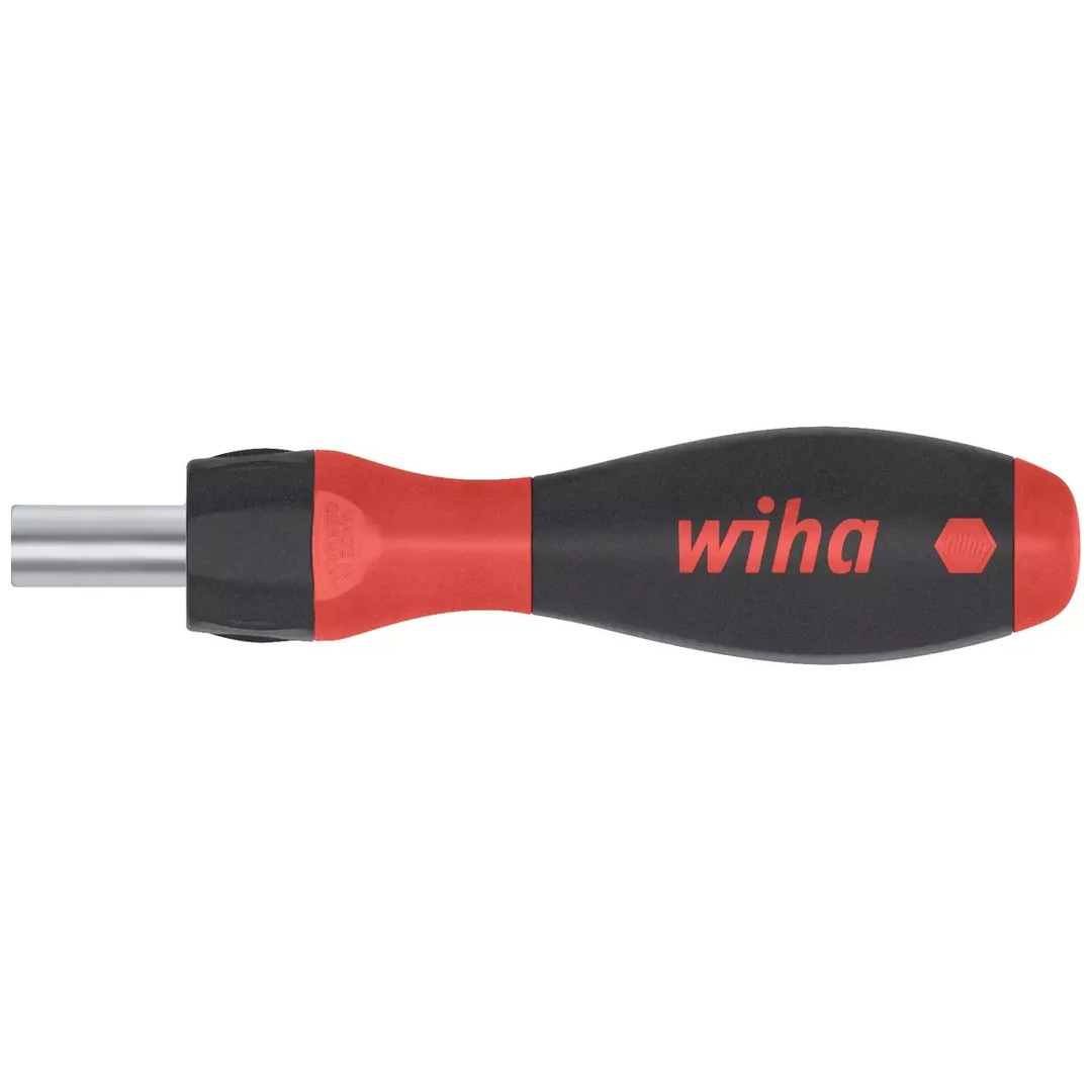 Wiha Schraubendreher mit Bithalter SoftFinish mit Ratschenfunktion für 1/4 Bits umschaltbar 112 mm