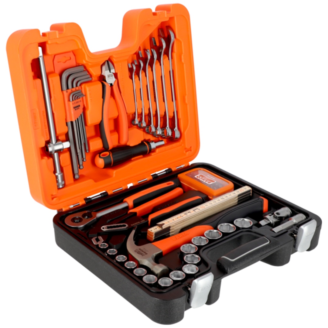 Bahco 1/2 Steckschlüsselsatz, Metrisch, Sechskant, Inkl. Schraubenschlüssel, Bits, Hammer & Zangen - 71-tlg.