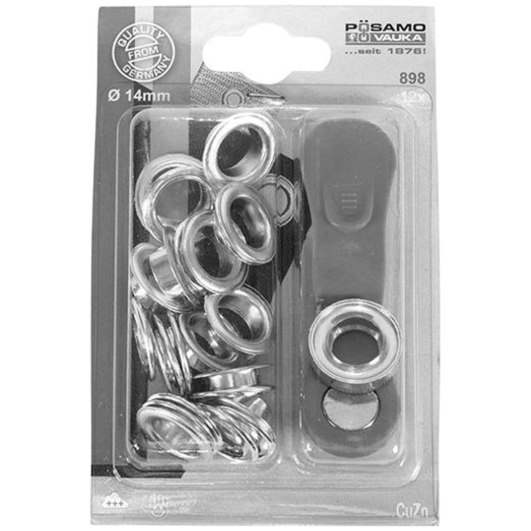 PÖSAMO Öse u. Sch. MS-vern. (SB)14,0mm a 12 Stück