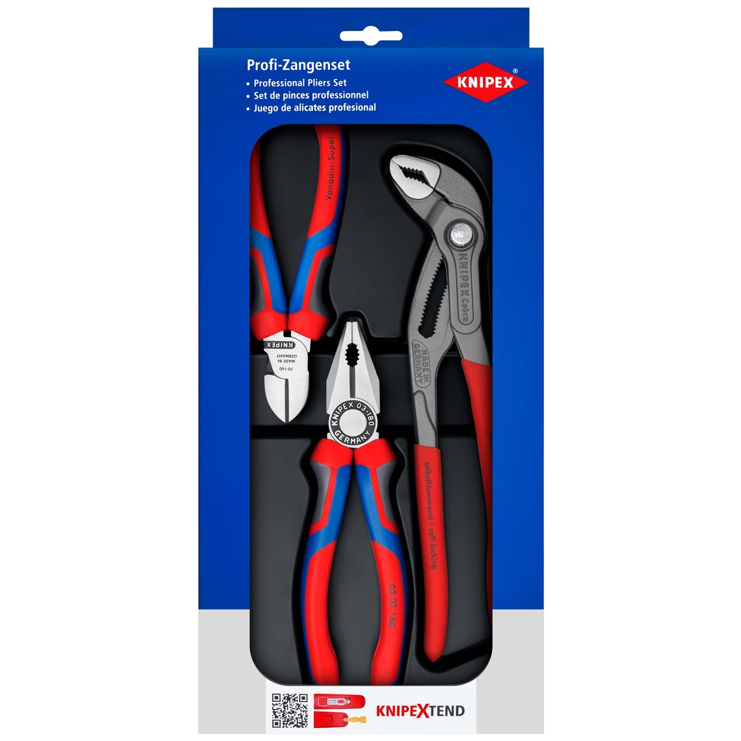Knipex Bestseller-Paket 1 x 03 02 180, 1 x 70 02 160, 1 x 87 01 250 (SB-Karte/Blister)