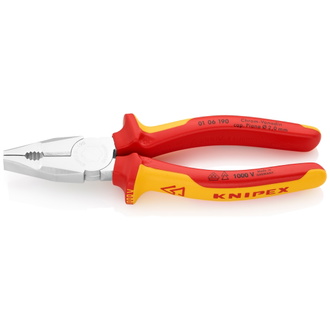 Knipex Kombizange Chrom-Vanadin isoliert mit Mehrkomponenten-Hüllen, VDE-geprüft verchromt 190 mm