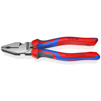 Knipex Kraft-Kombizange, mit Mehrkomponenten-Hüllen, schwarz atramentiert 200 mm