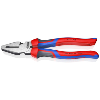 Knipex Kraft-Kombizange, mit Mehrkomponenten-Hüllen, schwarz atramentiert 225 mm
