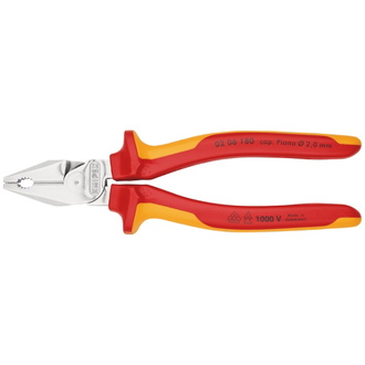 Knipex Kraft-Kombizange isoliert mit Mehrkomponenten-Hüllen, VDE-geprüft verchromt 180 mm