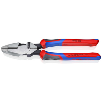 Knipex Kraft-Kombizange "Lineman's Pliers" amerikanisches Modell, mit Mehrkomponenten-Hüllen, schwarz atramentiert 240 mm, Art.Nr. 09 02 240