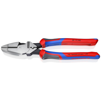 Knipex Kraft-Kombizange "Lineman's Pliers" amerikanisches Modell, mit Mehrkomponenten-Hüllen, schwarz atramentiert 240 mm, Art.Nr. 09 12 240