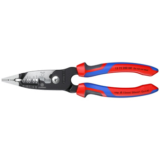 Knipex Multifunktions-Elektrikerzange metrisches Modell, mit Mehrkomponenten-Hüllen, schwarz atramentiert 200 mm