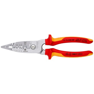 Knipex Multifunktions-Elektrikerzange metrisches Modell isoliert mit Mehrkomponenten-Hüllen, VDE-geprüft verchromt 200 mm