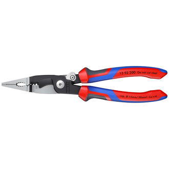 Knipex Elektro-Installationszange, mit Mehrkomponenten-Hüllen, schwarz atramentiert 200 mm, Art.Nr. 13 92 200