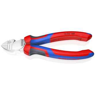 Knipex Abisolier-Seitenschneider, mit Mehrkomponenten-Hüllen, verchromt 160 mm