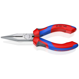 Knipex Flachrundzange mit Schneide (Radiozange), mit Mehrkomponenten-Hüllen, schwarz atramentiert 140 mm