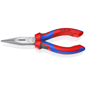 Knipex Flachrundzange mit Schneide (Radiozange), mit Mehrkomponenten-Hüllen, schwarz atramentiert 160 mm