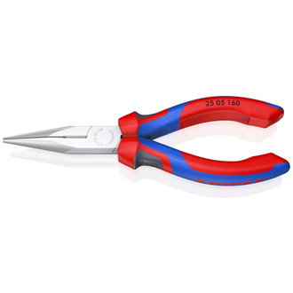 Knipex Flachrundzange mit Schneide (Radiozange), mit Mehrkomponenten-Hüllen, verchromt 160 mm, flach-runde Backen