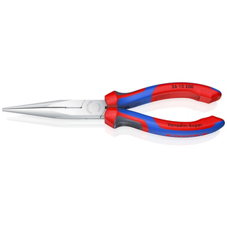 Knipex Flachrundzange mit Schneide (Storchschnabelzange), mit Mehrkomponenten-Hüllen, verchromt 200 mm, flach-runde Backen
