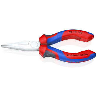 Knipex Langbeckzange, mit Mehrkomponenten-Hüllen, verchromt 140 mm, flache Backen
