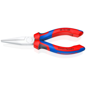 Knipex Langbeckzange, mit Mehrkomponenten-Hüllen, verchromt 160 mm, flache Backen