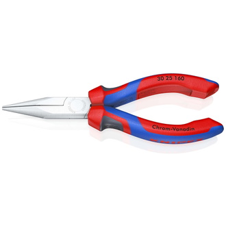 Knipex Langbeckzange, mit Mehrkomponenten-Hüllen, verchromt 160 mm, flach-runde Backen
