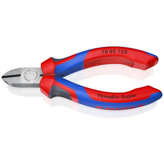 Knipex Seitenschneider, mit Mehrkomponenten-Hüllen, schwarz atramentiert 125 mm