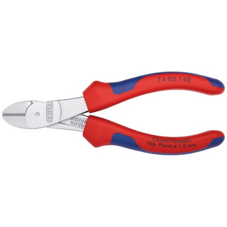 Knipex Kraft-Seitenschneider, mit Mehrkomponenten-Hüllen, verchromt 140 mm