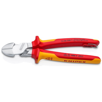 Knipex Kraft-Seitenschneider isoliert mit Mehrkomponenten-Hüllen, VDE-geprüft, mit integrierter isolierter Befestigungsöse, Art.Nr. 74 06 200 T