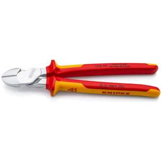 Knipex Kraft-Seitenschneider isoliert mit Mehrkomponenten-Hüllen, VDE-geprüft verchromt 250 mm