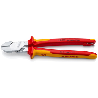 Knipex Kraft-Seitenschneider isoliert mit Mehrkomponenten-Hüllen, VDE-geprüft, mit integrierter isolierter Befestigungsöse, Art.Nr. 74 06 250 T