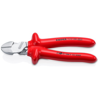 Knipex Kraft-Seitenschneider tauchisoliert, VDE-geprüft verchromt 200 mm