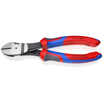Knipex Kraft-Seitenschneider, mit Mehrkomponenten-Hüllen, schwarz atramentiert 180 mm, Art.Nr. 74 12 180