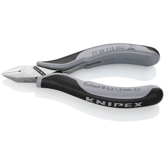 Knipex Elektronik-Seitenschneider ESD, mit Mehrkomponenten-Hüllen, 115 mm, Art.Nr. 77 32 115 ESD