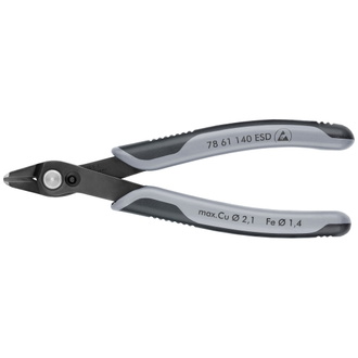 Knipex Electronic Super Knips XL ESD, mit Mehrkomponenten-Hüllen, brüniert, 140 mm