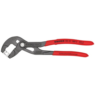 Knipex Schlauchschellenzange für Click-Schellen, mit rutschhemmendem Kunststoff überzogen, grau atramentiert 180 mm