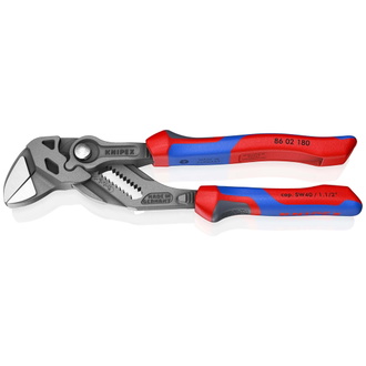 Knipex Zangenschlüssel Zange und Schraubenschlüssel in einem Werkzeug, mit Mehrkomponenten-Hüllen, grau atramentiert 180 mm