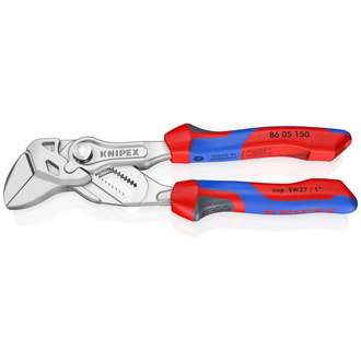 Knipex Zangenschlüssel Zange und Schraubenschlüssel in einem Werkzeug, mit Mehrkomponenten-Hüllen, verchromt 150 mm