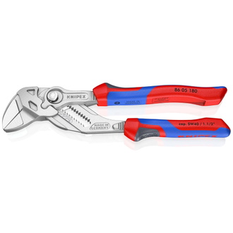 Knipex Zangenschlüssel Zange und Schraubenschlüssel in einem Werkzeug, mit Mehrkomponenten-Hüllen, verchromt 180 mm